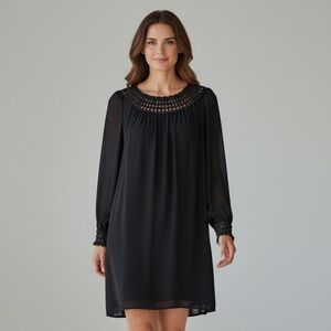 Vivienne Tam Black Silk Woven Trim Cocktail Dress Size 2